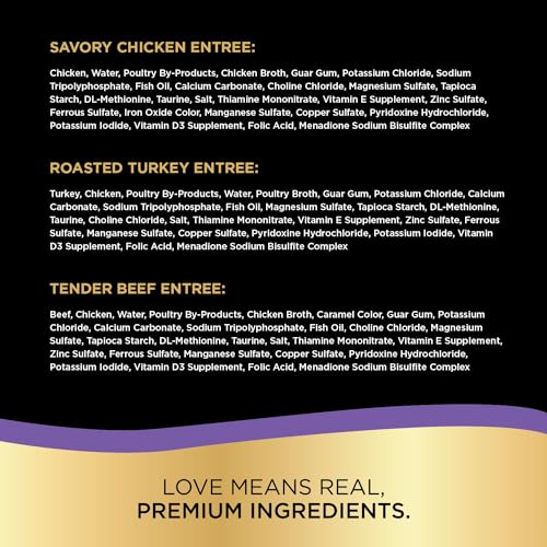 SHEBA Perfect Portions Paté Wet Cat Food Trays (24 Count, 48 Servings), Savory Chicken, Roasted Turkey, and Tender Beef Entrée, Easy Peel Twin-Pack Trays