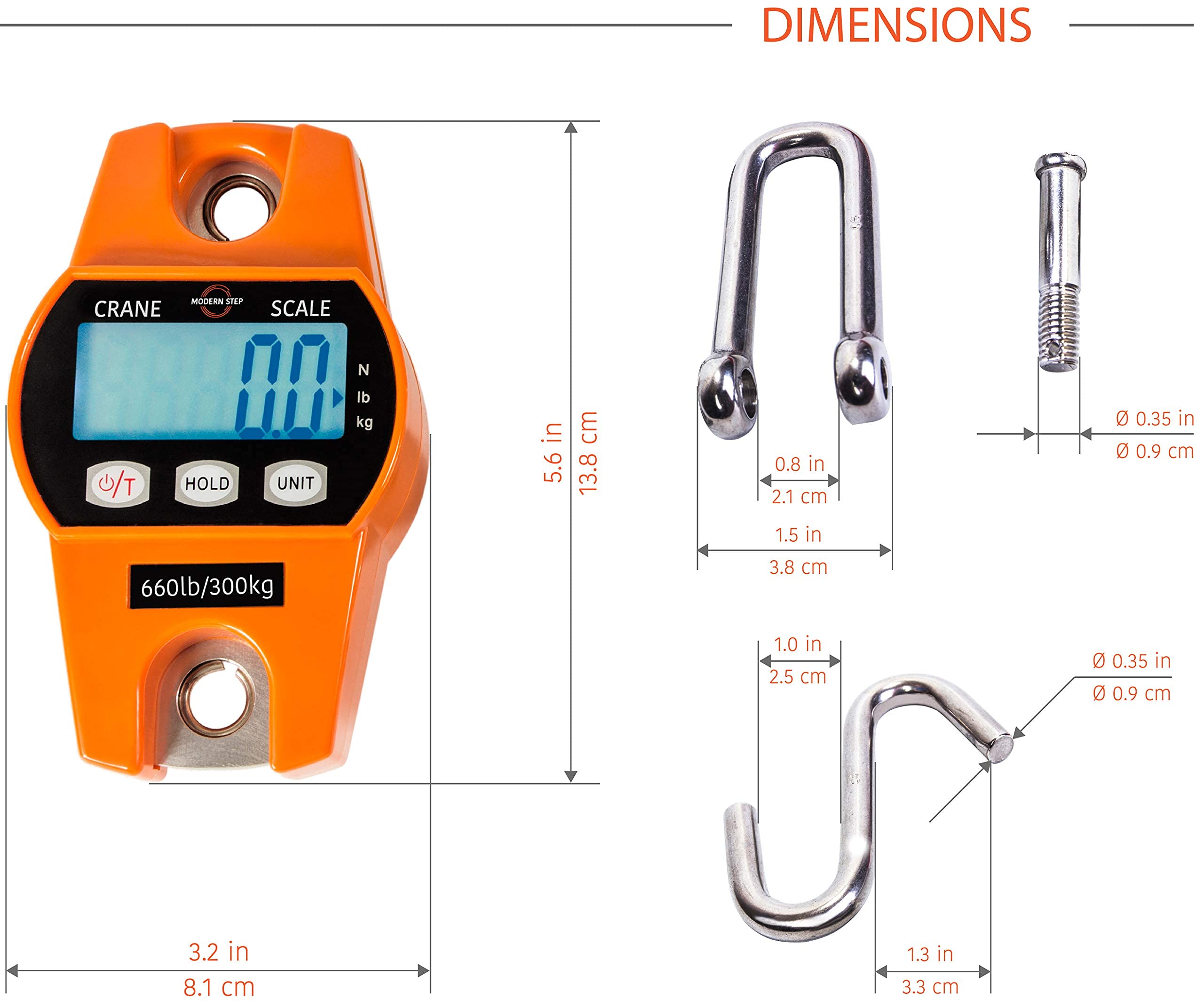 Digital Hanging Scale 660 LB 300 KG - Professional Heavy Duty Waterproof Fish Scale - Portable Durable Crane Scale for Luggage Weight Suitcase Hunting Farm Bike Bow Fish Weight Fishing Scale