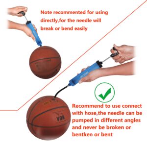 Skoloo 10" Portable Hand Air Ball Pump Inflator Kit with Needle, Nozzle, Extension Hose for Soccer Basketball Football Volleyball Water Polo Rugby Exercise Sports Ball Balloon Swim Inflatables, Blue