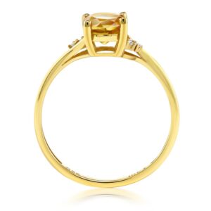 Gem Stone King 10K Yellow Gold Yellow Citrine and Diamond Accent Engagement Ring For Women (0.75 Cttw, Gemstone Birthstone, Available in size 5, 6, 7, 8, 9)