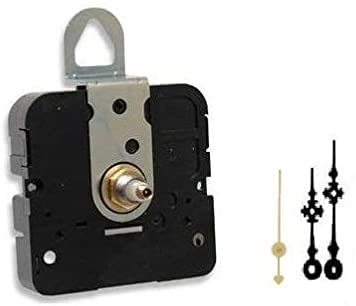 Takane Quartz Clock Movement Mechanism, Choose Your Hands and Size, USA Made (11/16" Threaded Shaft for dials up to 1/2" Thick, H Hands with Black Second Hand)