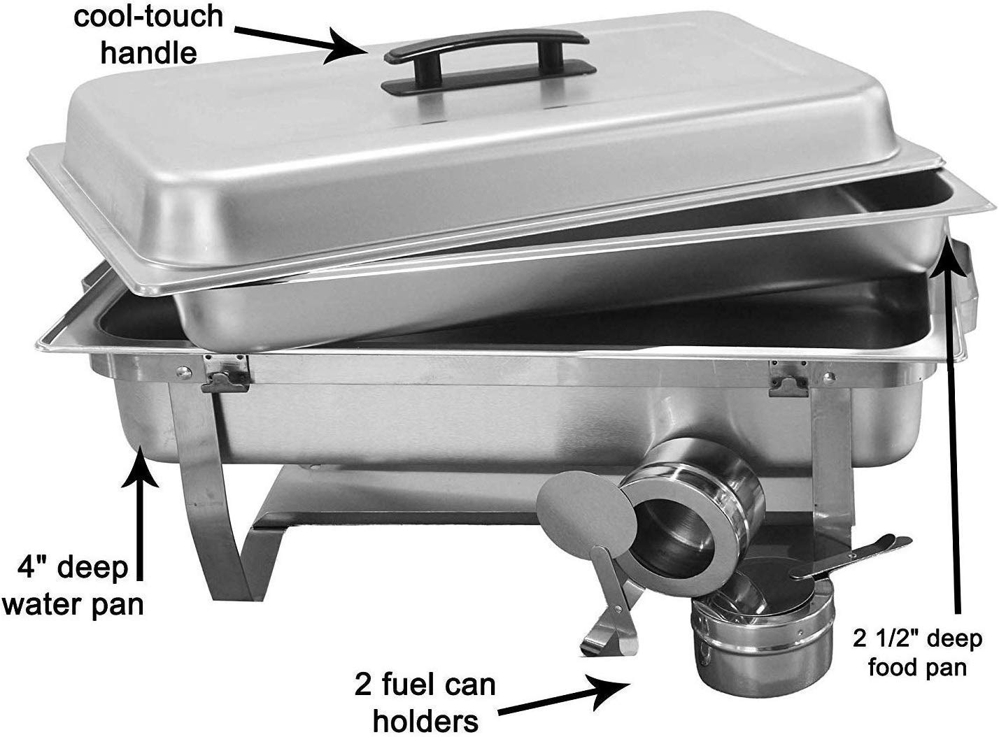 TigerChef Chaffing Dishes Stainless Steel - Chafing Dish Buffet Set - 3 Chafer and Buffet Warmer Sets with Half-Size Pans and Cool-Touch Plastic Handle