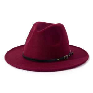 lisianthus women belt buckle fedora hat claret-red