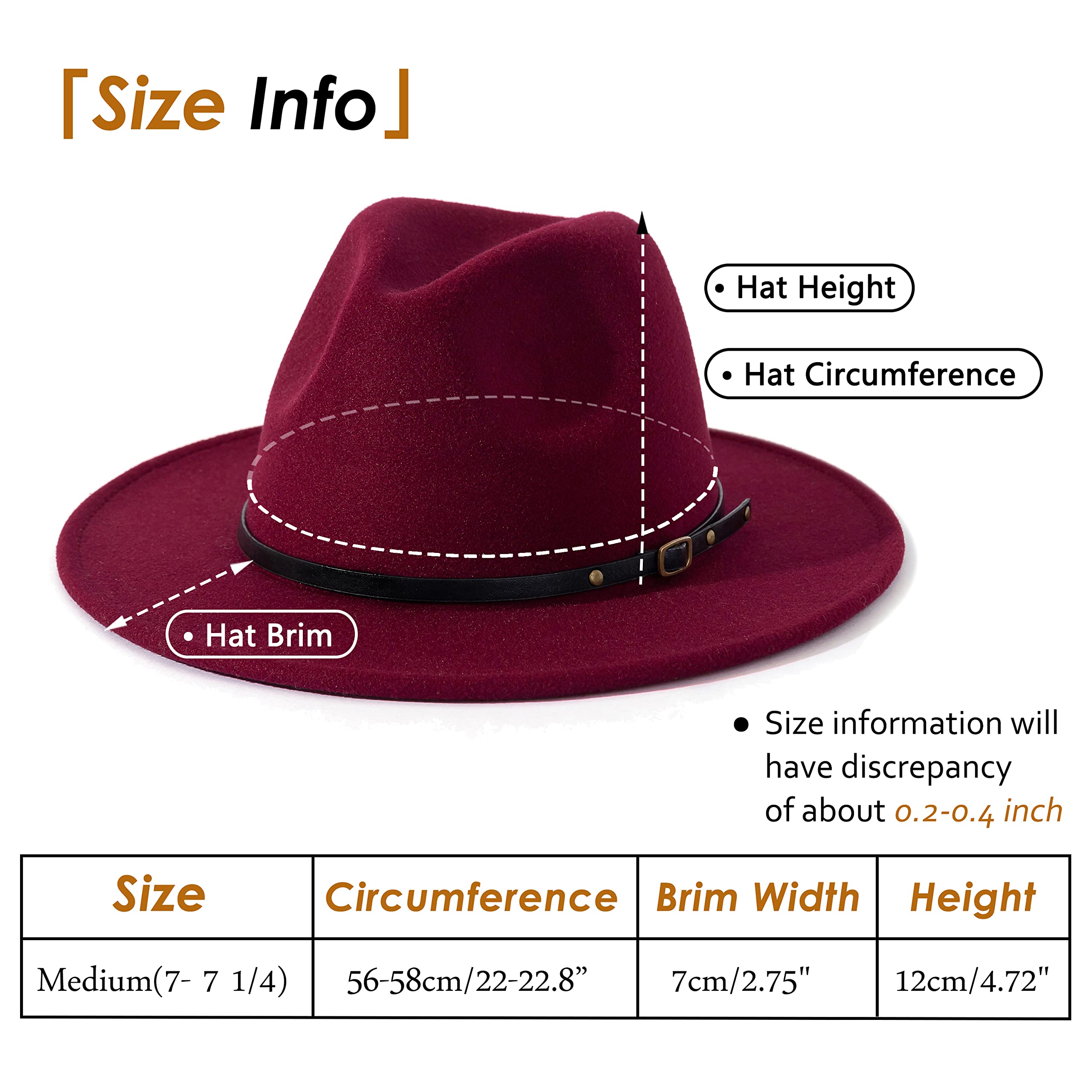 Lisianthus Women Belt Buckle Fedora Hat Claret-red