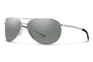 smith serpico slim 2 lifestyle sunglasses - silver | chromapop polarized platinum mirror