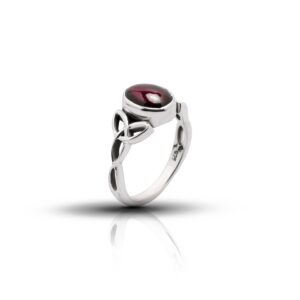 Koral Jewelry Garnet Oval Stone Ring 925 Sterling Silver Vintage Tribal Gypsy Boho Look US Size 6 7 8 9 (7)