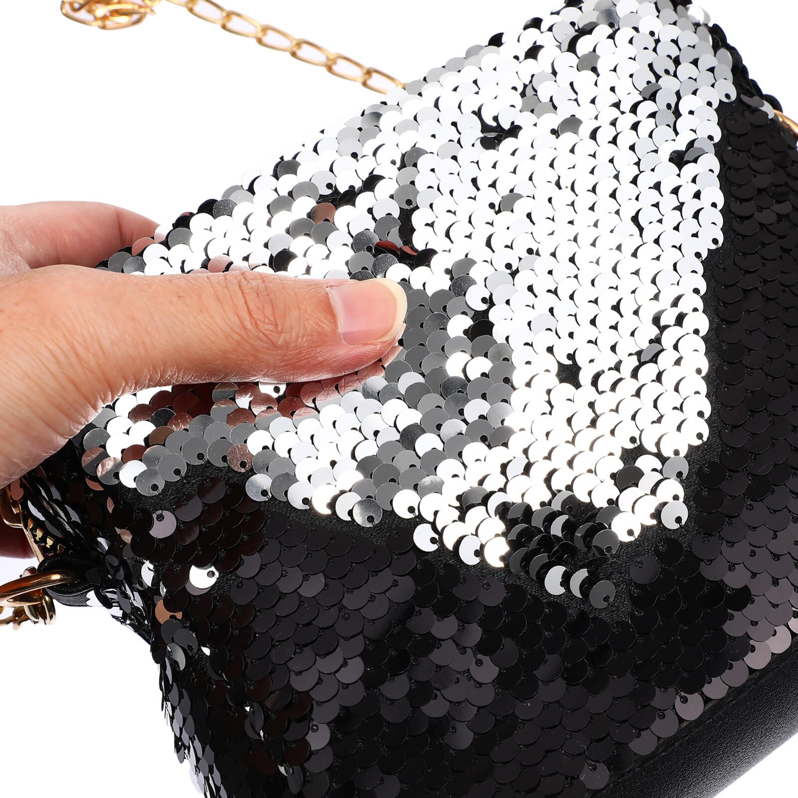 OULII Fashion Glitter Bag Handbag Party Evening Clutch Shoulder Bag for Women (Black)