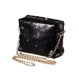 OULII Fashion Glitter Bag Handbag Party Evening Clutch Shoulder Bag for Women (Black)