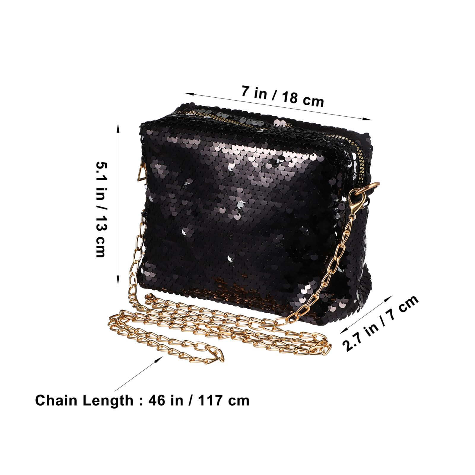 OULII Fashion Glitter Bag Handbag Party Evening Clutch Shoulder Bag for Women (Black)