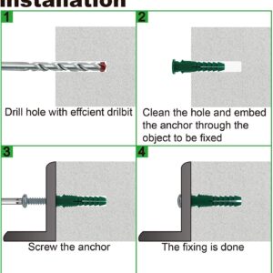 T.K.Excellent Plastic Self Drilling Drywall Ribbed Anchors with Phillips Pan Head Self Tapping Screws Assortment Kit,66 Pieces