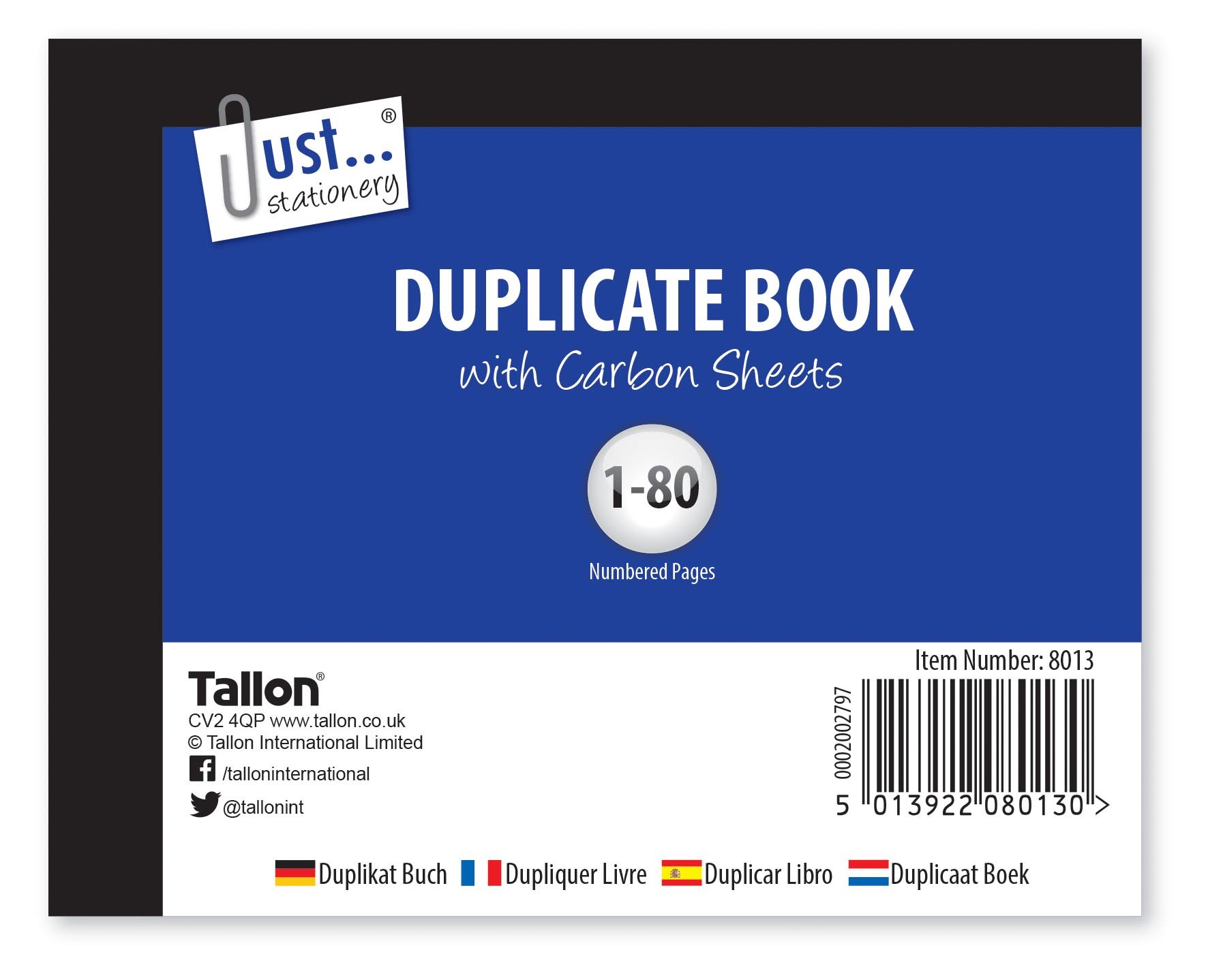 Just-Stationery Half Size Duplicate Book (Pack of 80)