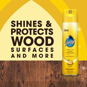 Pledge Expert Care Wood Polish Spray, Shines and Protects, Removes Fingerprints, Lemon, 9.7 oz (Pack of 3)