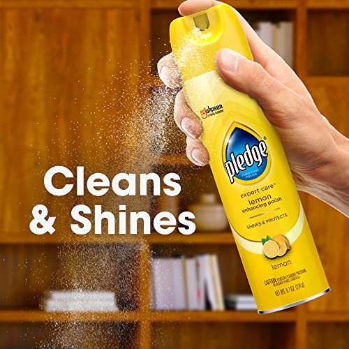 Pledge Expert Care Wood Polish Spray, Shines and Protects, Removes Fingerprints, Lemon, 9.7 oz (Pack of 3)