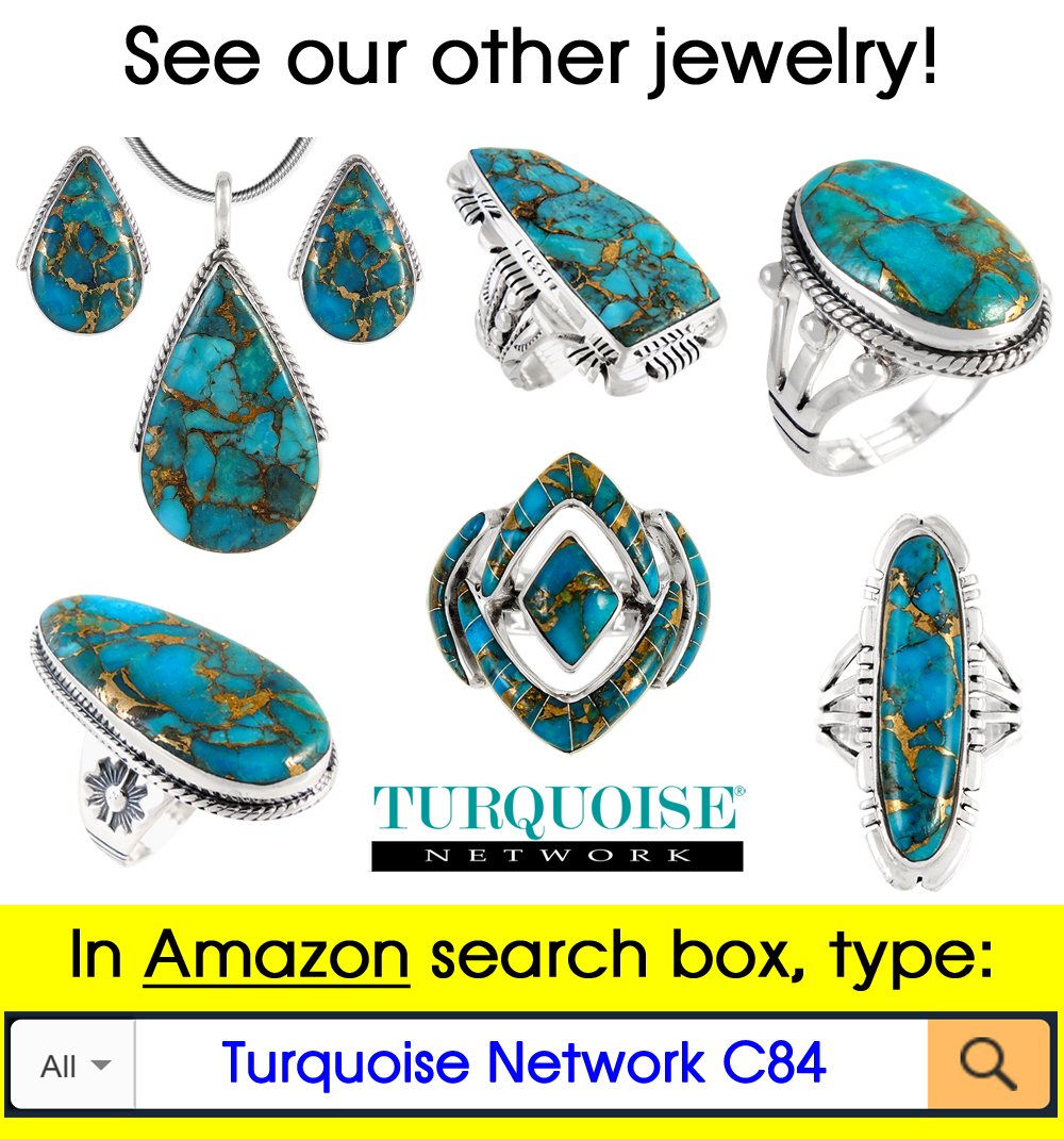 Turquoise Ring Sterling Silver 925 Genuine Gemstones Size 6 to 11 (Turquoise, 9)