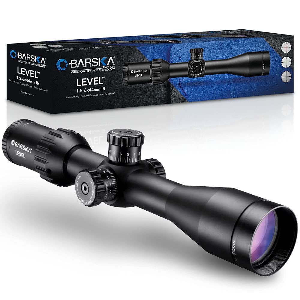 Barska AC12780 Level 1-6x44 Rifle Scope with FMC Lens and Illuminated MOA Reticle, 30mm Tube