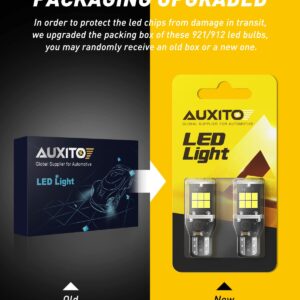 AUXITO 912 921 LED Bulb for Backup Light Reverse Lights High Power 2835 15-SMD Chipsets Error Free T15 906 922 W16W Bulbs, 6000K White (Upgraded, Pack of 2)