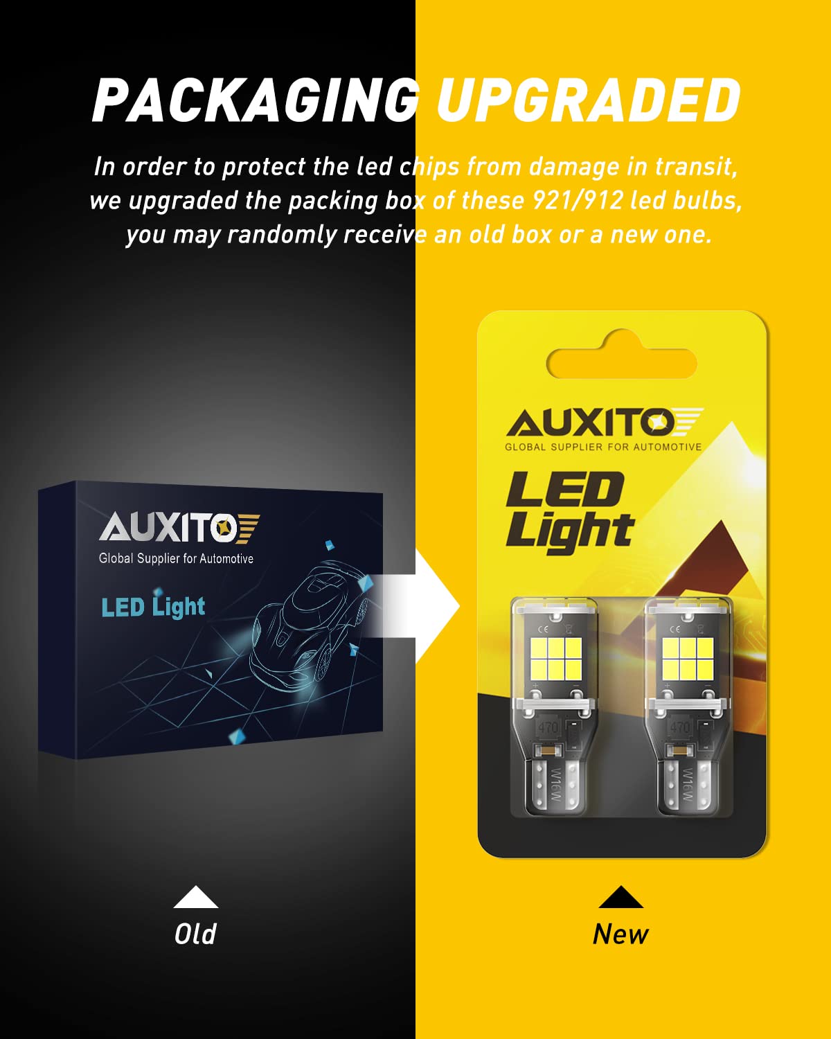 AUXITO 912 921 LED Bulb for Backup Light Reverse Lights High Power 2835 15-SMD Chipsets Error Free T15 906 922 W16W Bulbs, 6000K White (Upgraded, Pack of 2)