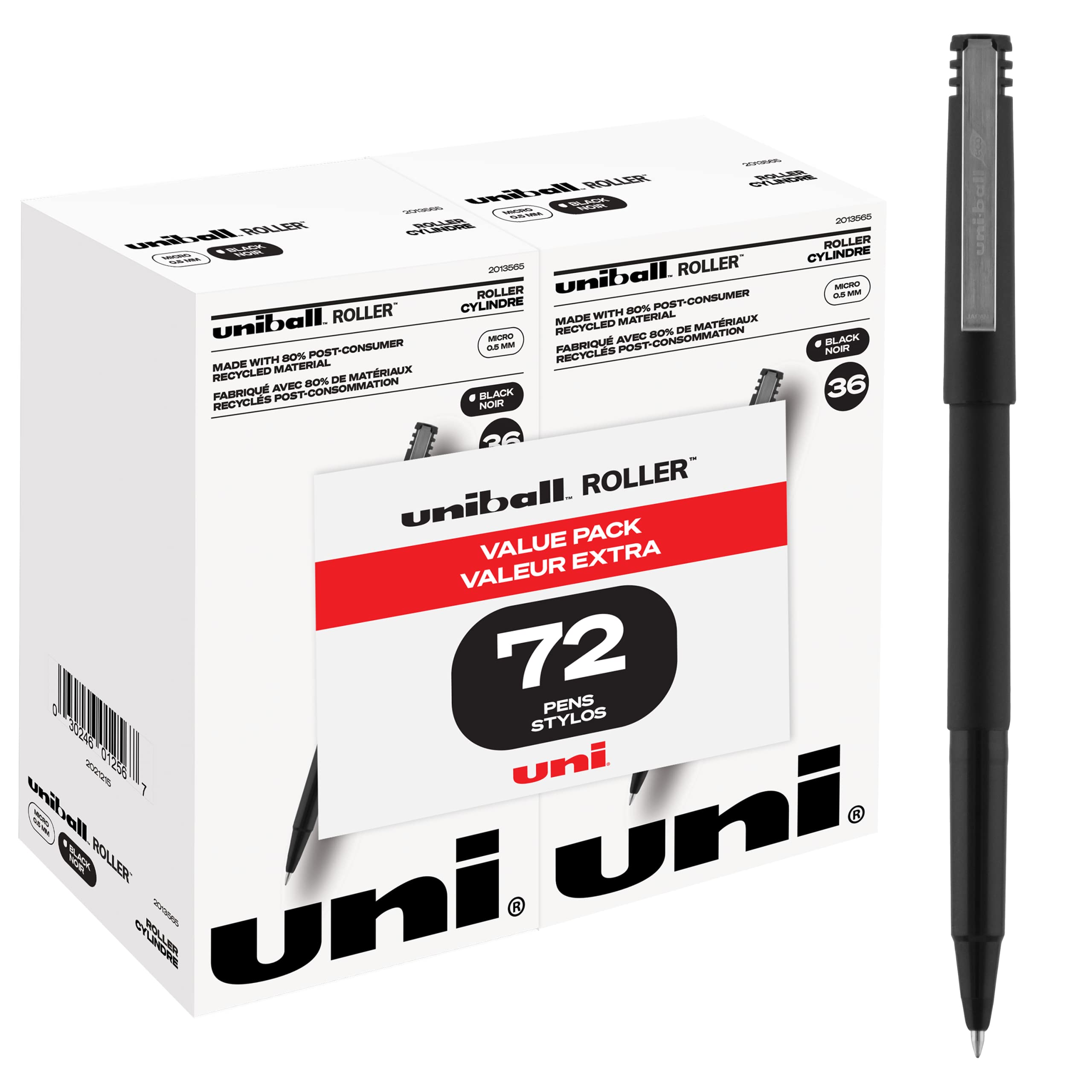 uni-ball Roller Pens, Micro Point (0.5mm), Black, 72 Count