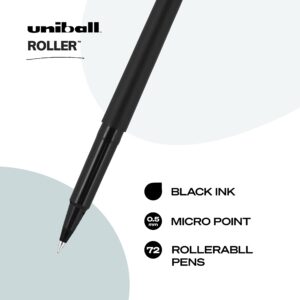 uni-ball Roller Pens, Micro Point (0.5mm), Black, 72 Count