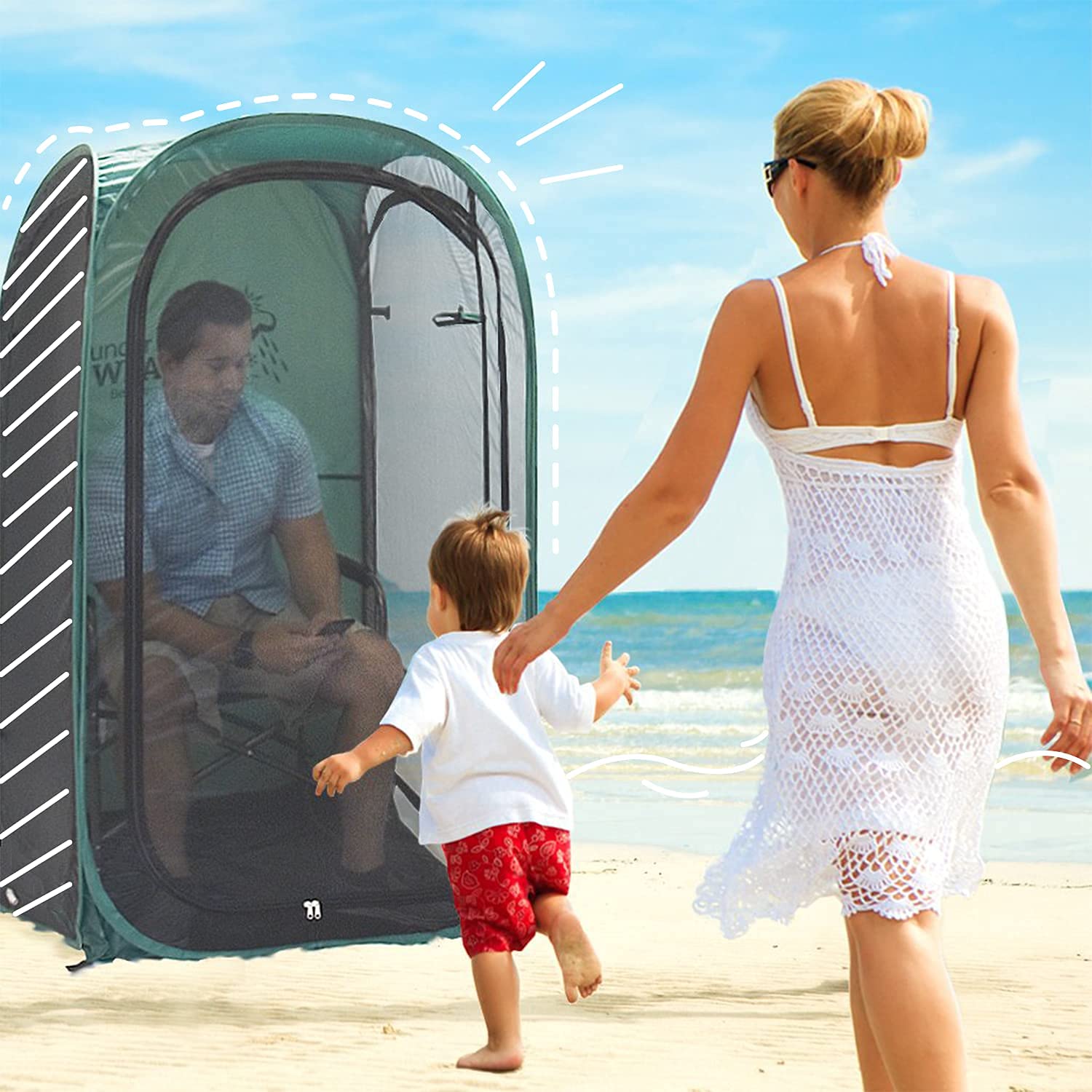 The Original – WeatherPod 1-Person Bug-Screen Pod – Pop-Up 1-Person Mosquito Screen Tent Made with Fine Gauge, No-See-Um Proof Mesh - Black