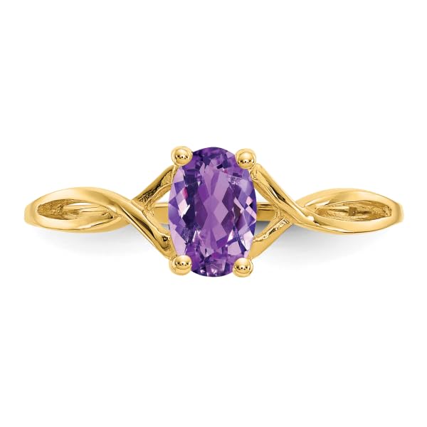 IceCarats 10K Yellow Gold Purple Amethyst Ring Gemstone Band February Birthstone Jewelry Size 7.00