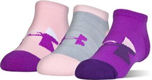 under armour girls u391g next statement 3.0 crew socks (3 pack), purple rave/assorted, youth small (youth shoe size 13.5k - 4y)