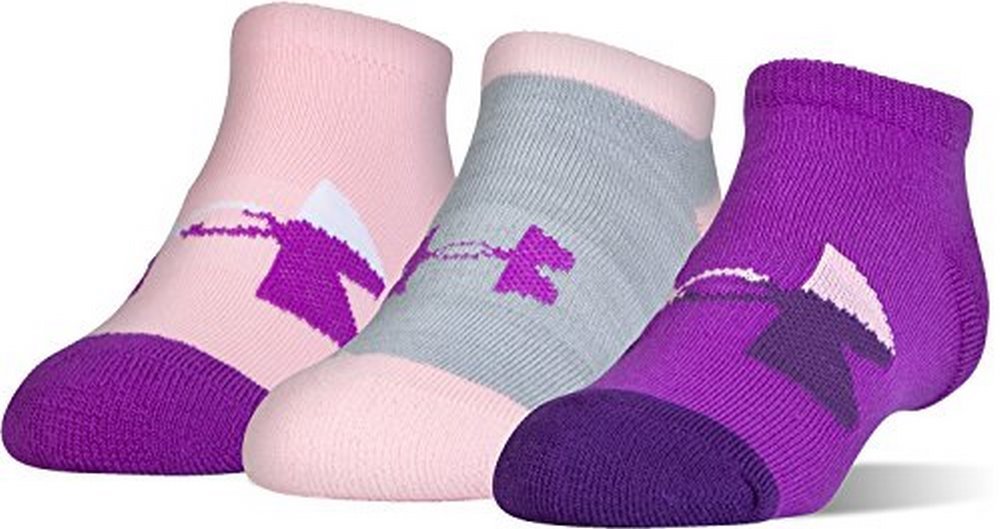 Under Armour Girls U391G Next Statement 3.0 Crew Socks (3 Pack), Purple Rave/Assorted, Youth Small (Youth Shoe Size 13.5K - 4Y)