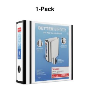 Staples 1618005 Better 4-Inch 3 Ring View Binder White