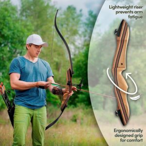 Keshes Takedown Hunting Recurve Bow and Arrow - 62 Archery Bow for Teens and Adults, 15-60lb Draw Weight - Right and Left Handed, Archery Set Bowstring Arrow Rest Stringer Tool Sight