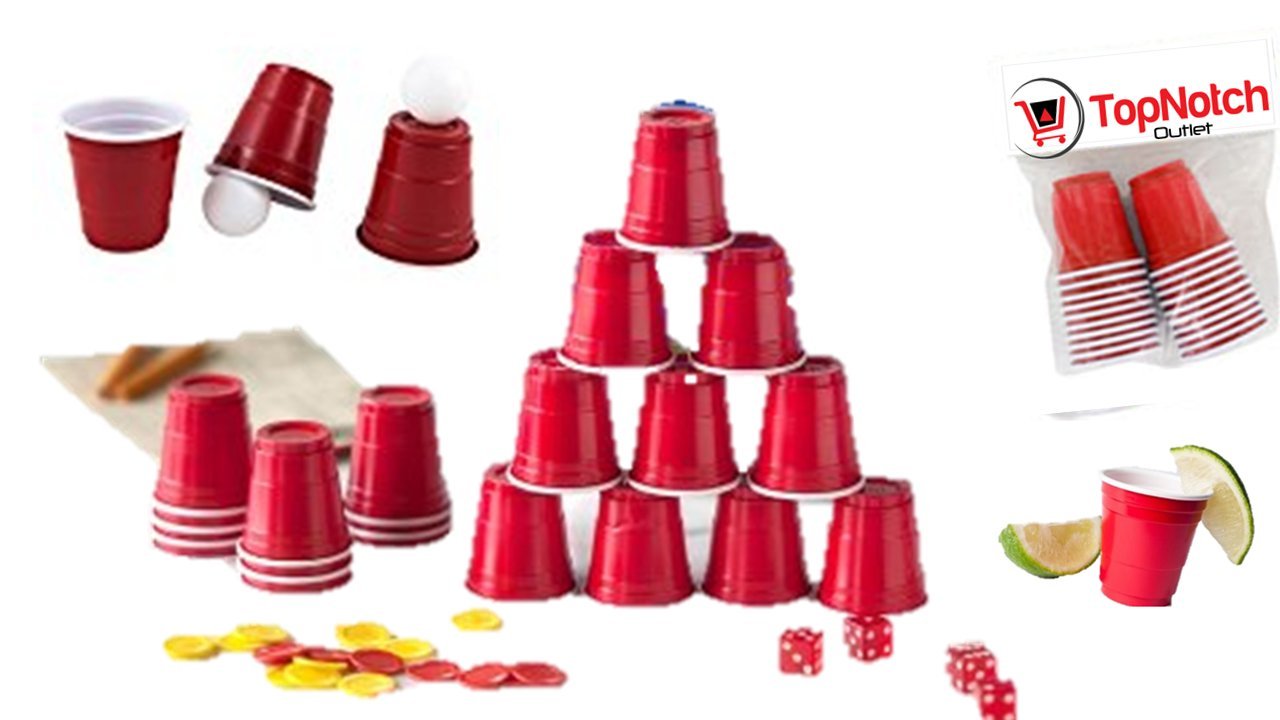 TopNotch Merchants Beer Pong - Mini Red Cups (40) - Take This Beer Pong Challenge (6) Beer Pong Balls - Beer Pongs Cup