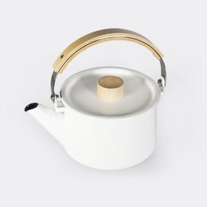 Kaico White Enamelware Tea Kettle by Koizumi Studio - Good Design Award Winner