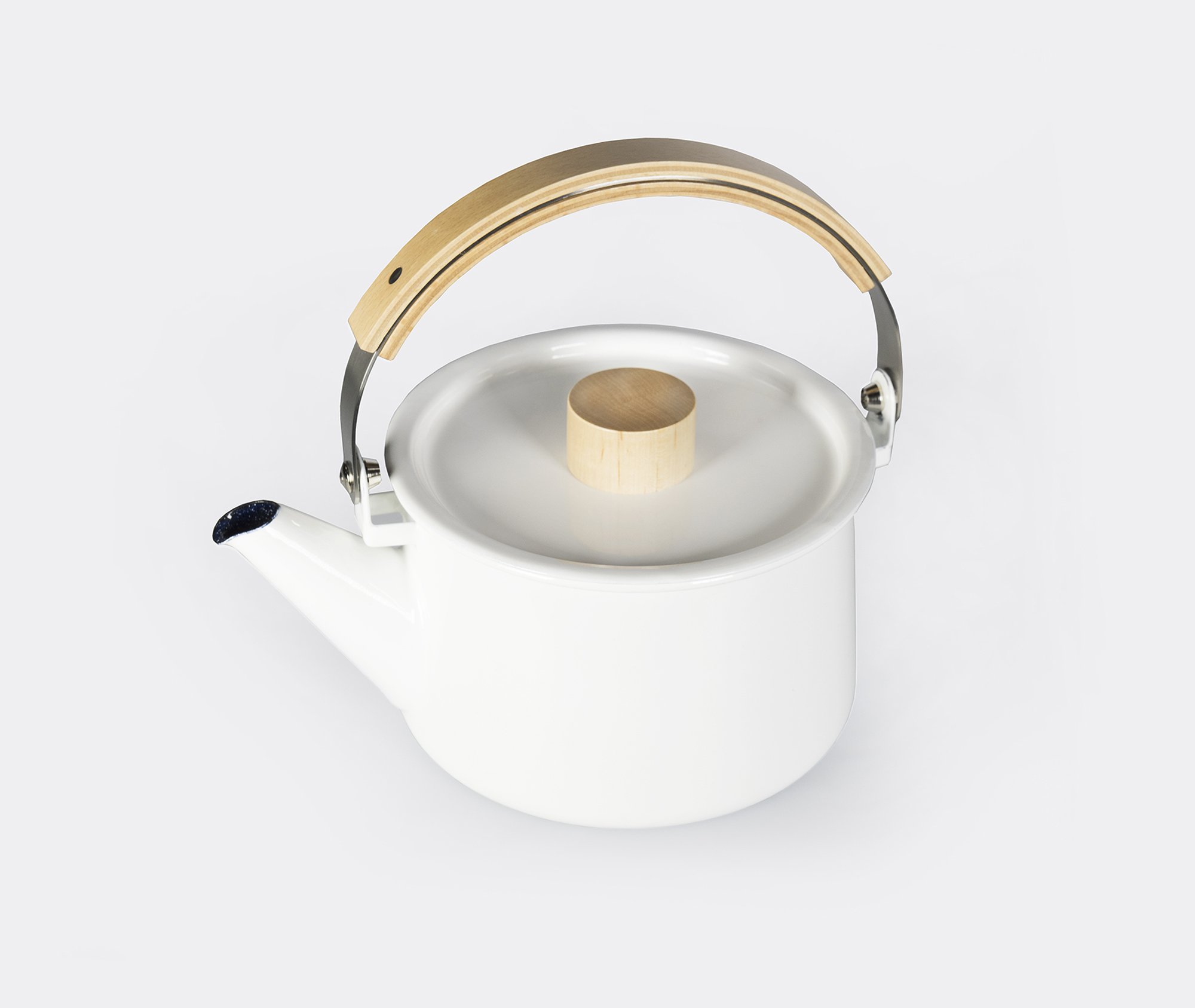 Kaico White Enamelware Tea Kettle by Koizumi Studio - Good Design Award Winner