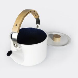 Kaico White Enamelware Tea Kettle by Koizumi Studio - Good Design Award Winner