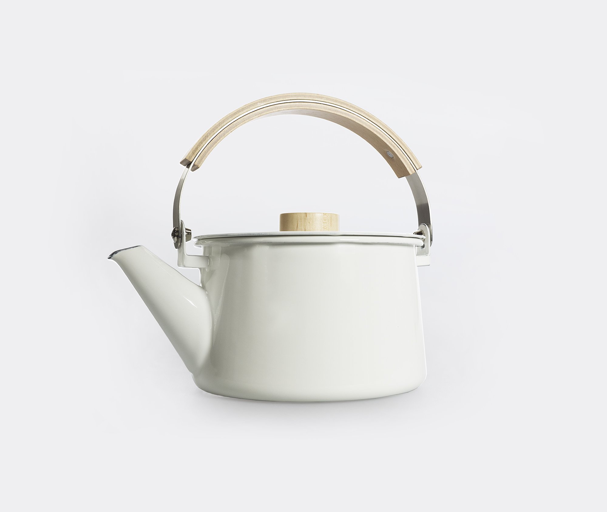 Kaico White Enamelware Tea Kettle by Koizumi Studio - Good Design Award Winner