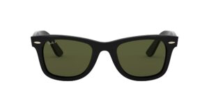 ray-ban rb4340 wayfarer ease square sunglasses, black/g-15 green polarized, 50 mm