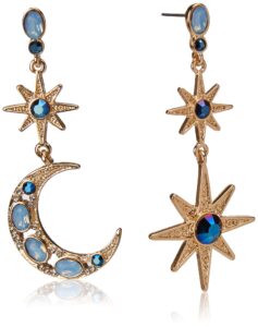 betsey johnson celestial moon & star drop earrings