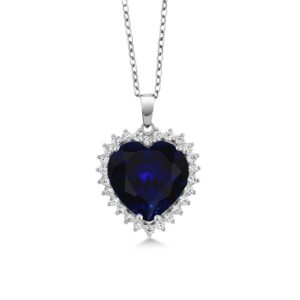 gem stone king 925 sterling silver heart necklace | love halo pendant necklace for women | 1/2 inch | with complimentary 18 inch silver chain