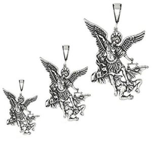 Blue Apple Co. San Miguel St. Michael Pendant Medal Charm 925 Sterling Silver Oxidized Design