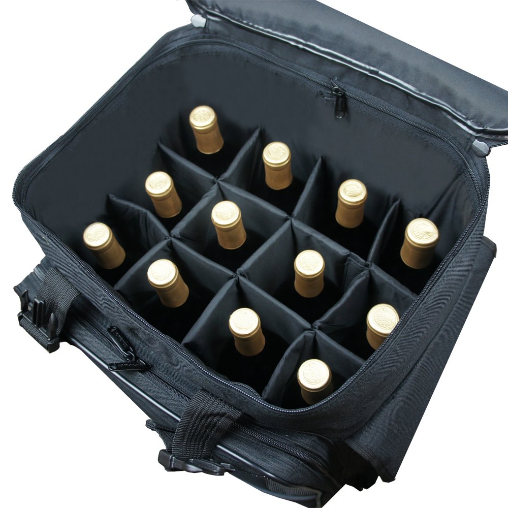 GOODHOPE BAGS Elevated 12 Bottles Wine Cooler with 4-Spinner Wheels