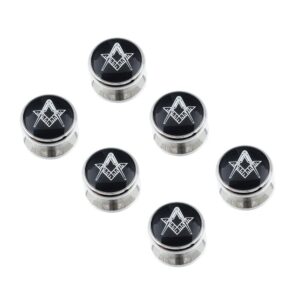 Freemason Masonic Cufflinks and Tuxedo Studs Set in Gift Box, Easy to Wear, Gifts or Jewelry for Men, Wedding Accessories.