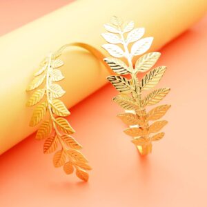 RechicGu Gold Tone Greek Roman Laurel Christmas Tree Leaf Bracelet Armband Upper Arm Cuff Armlet Festival Bridal