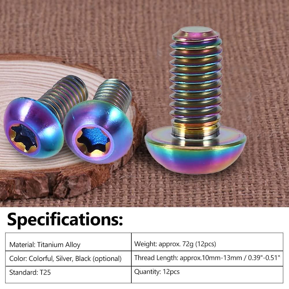 VGEBY Rotor Bolts, Mountain Bike Disc Brake Rotor Screws (Pack of 12) (Color : Colorful) Oil Slick Bike Parts Burnt Blue M6 Bolts