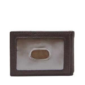 Fossil Men's Neel Leather Slim Minimalist Money Clip Bifold Front Pocket Wallet, Brown, (Model: ML3887200)