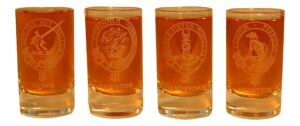 collins glencairn clan crest crystal dram tot glass - gunn hamilton henderson hunter