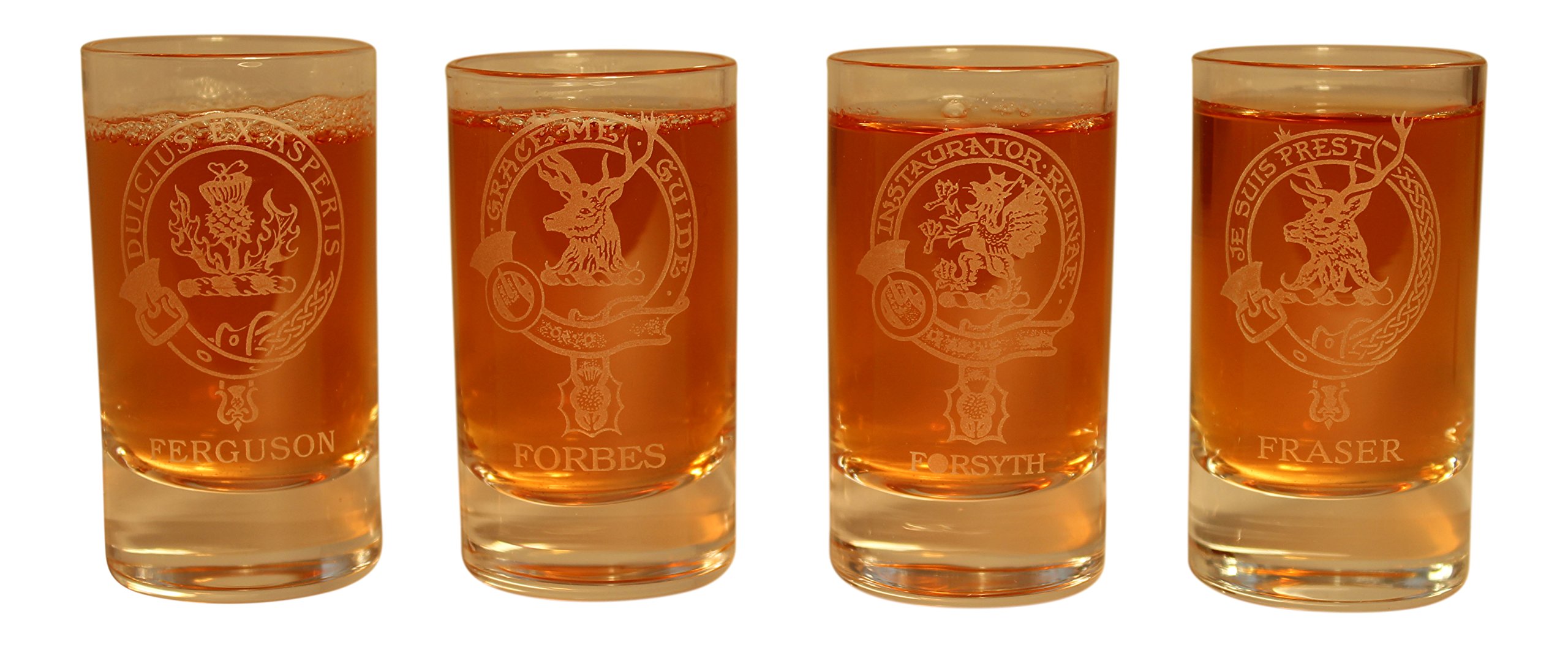 Collins Glencairn Clan Crest Crystal Dram Tot Glass - Ferguson Forbes Forsyth Fraser