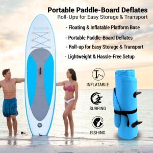 SereneLife Stand up Paddle Board Inflatable - Non-Slip SUP Paddle Board Paddle, Pump, Leash, and Accessories - Fun Water inflatable paddle board for Adults and Youth with Wide Stable Design