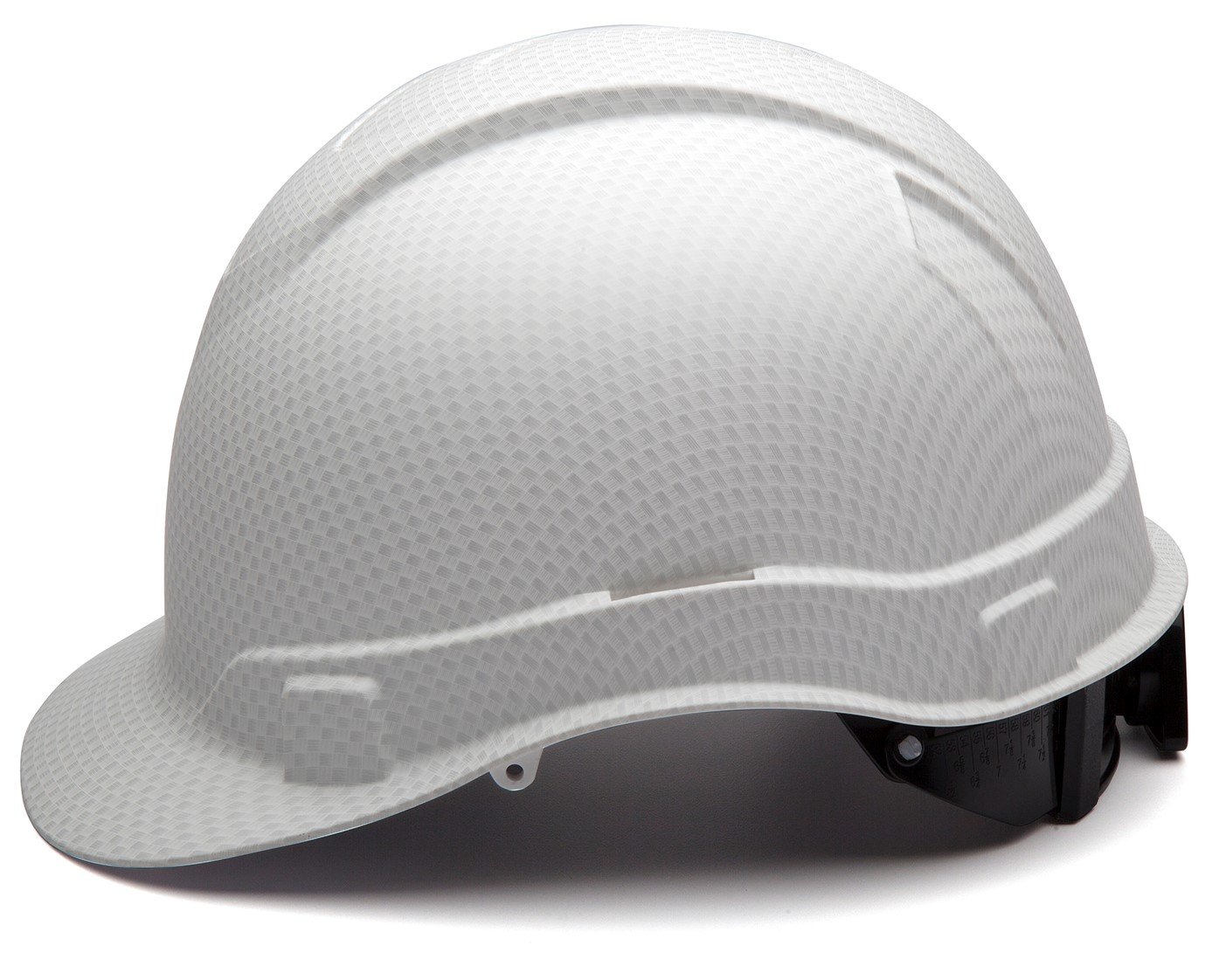 Pyramex Ridgeline Cap Style Hard Hat, 4-Point Ratchet Suspension, Matte White Graphite Pattern