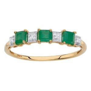 palmbeach 10k yellow gold princess cut genuine blue sapphire or green emerald and diamond accent ring size 6