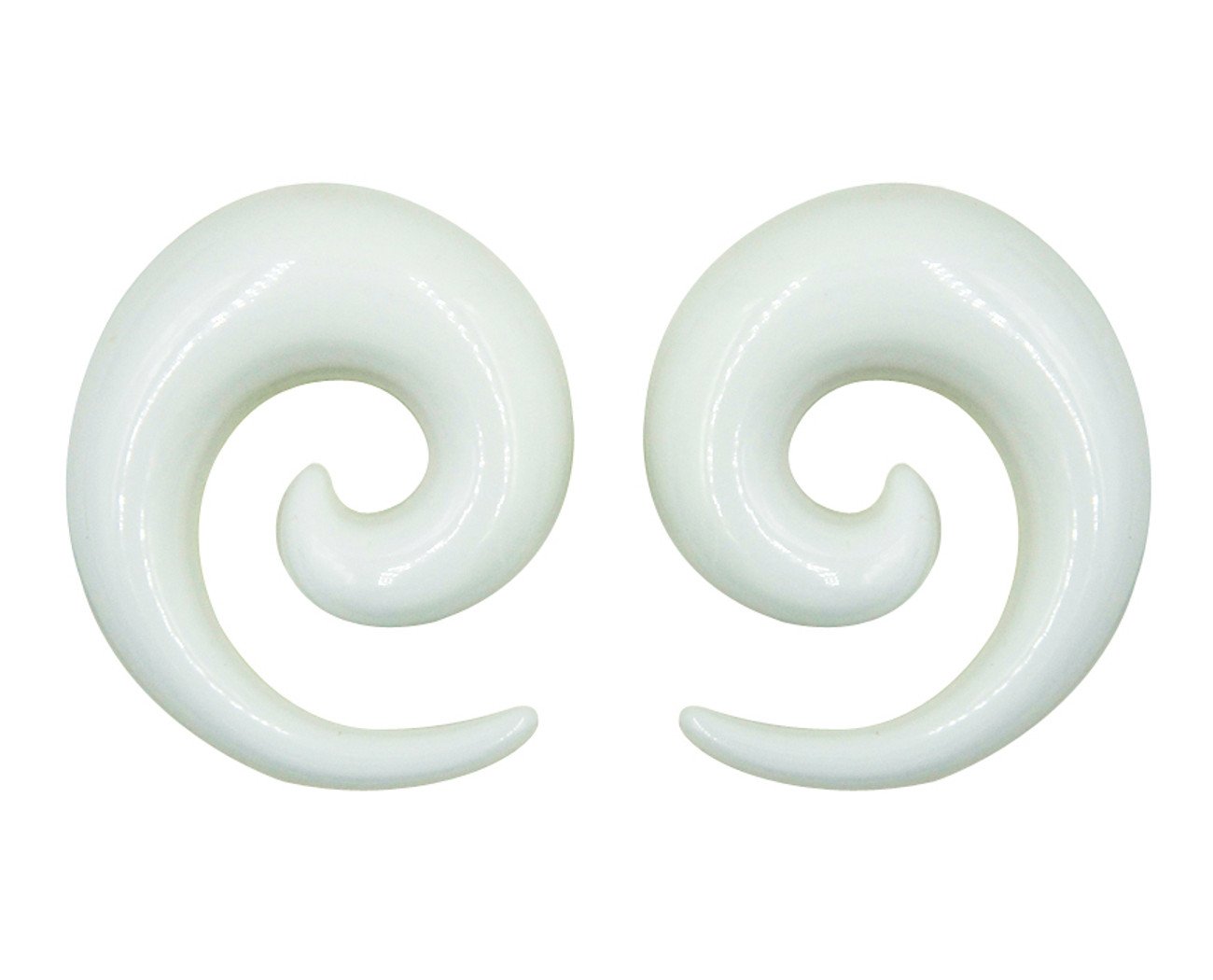 Zaya Body Jewelry Pair of White Ear Plugs Tapers Spirals Horseshoes Tapers Gauges 16mm 18mm 20mm 22mm 24mm (20mm (3/4"))