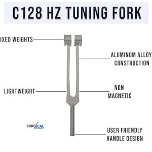 SURGICAL ONLINE Medical-Grade C128 Hz Tuning Fork - Fixed Weights, Non-Magnetic, Lightweight, Portable, Corrosion Resistant, Extra Long Handle